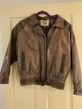 Vintage Y2K Brown Leather Jacket , Small Made Korea